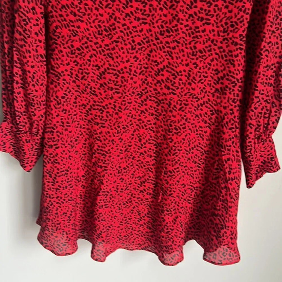Alice + Olivia Polly Fit Flare Leopard Print Long Sleeve Mini Red Dress - Picture 7 of 15